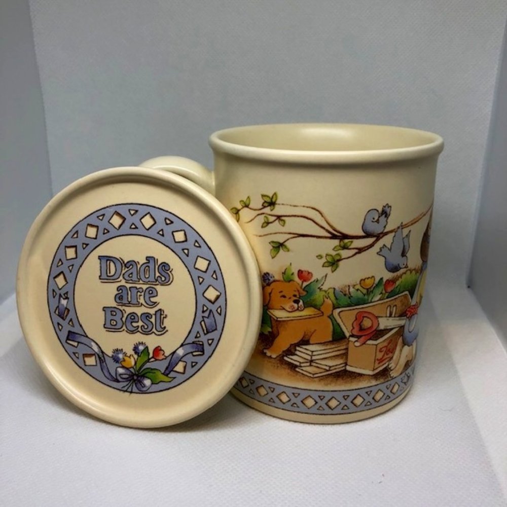 Vtg 1990 Watkins Country Kids Dads are Best Mug and Coaster Set 10oz.~~NIB